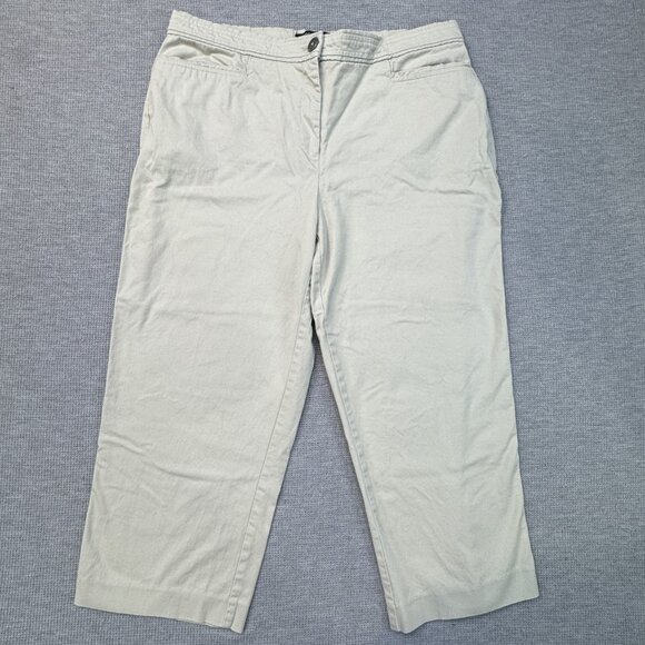 Briggs New York Womens Lt Khaki Capri Pants 2 Button Waist High Rise Size 14 - Picture 1 of 14